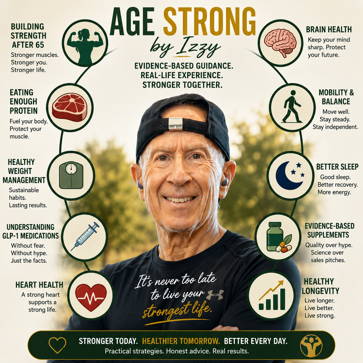 Age Strong by Izzy healthy aging visual
